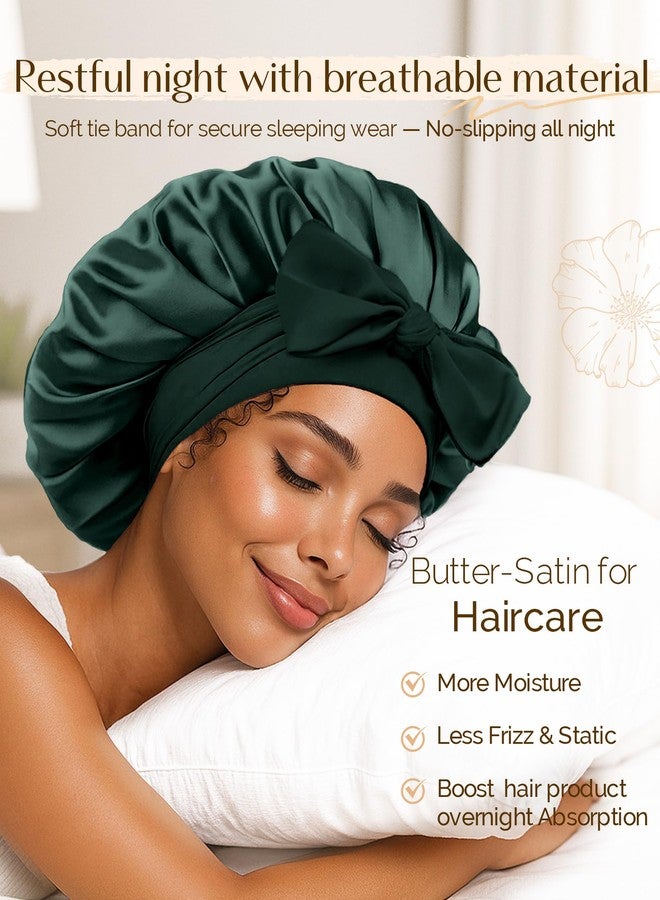 YANIBEST Silk Hair Bonnet for Sleeping, Double Layer Hair Bonnet with Elastic Tie Band for Curly Natural Hair Reduce frizz, Sage - Image 2